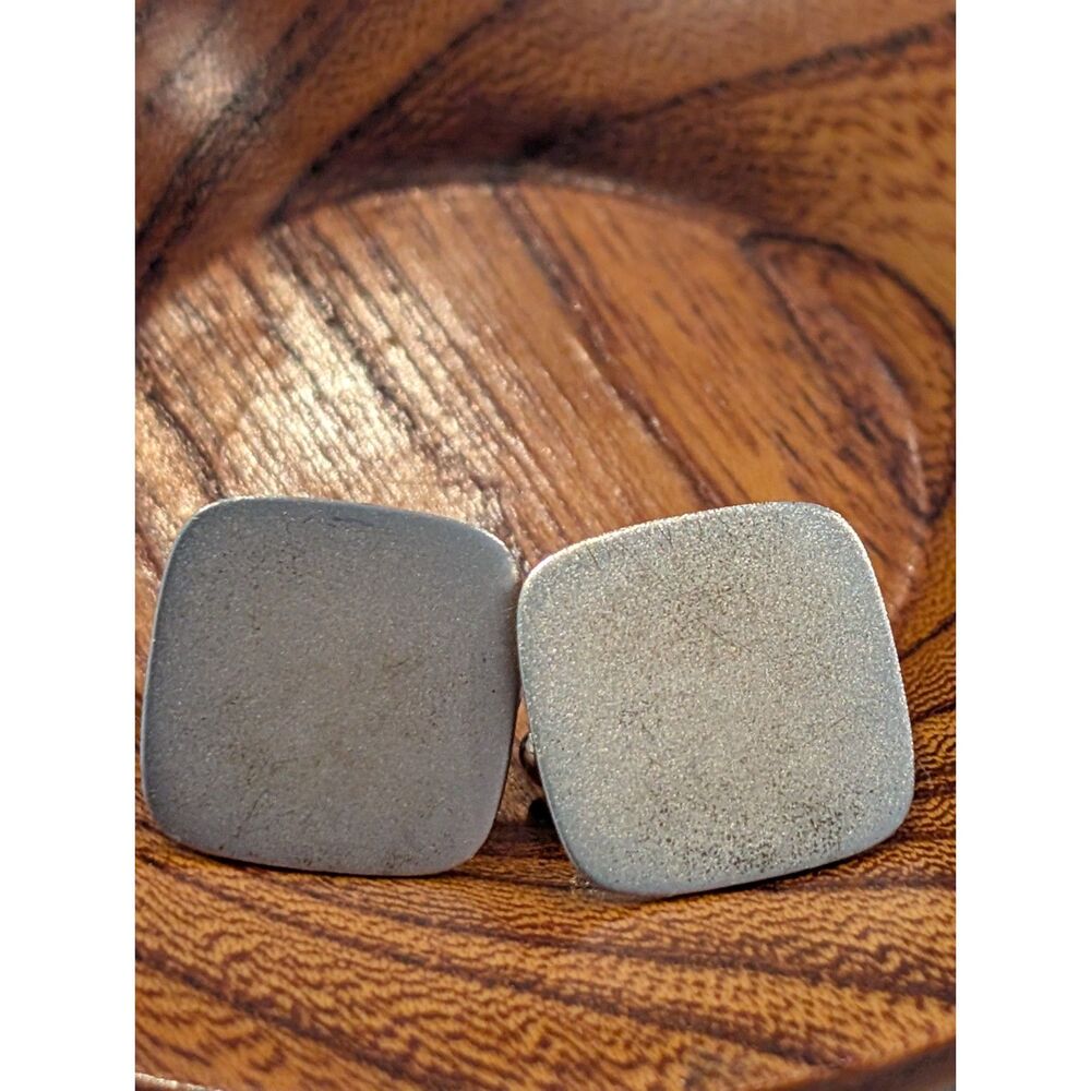 Vintage NS Meyer Sterling Silver Cufflinks Flat Face Minimalist
